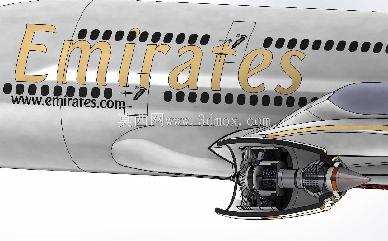 A380-阿联酋航空公司和高细节发动机