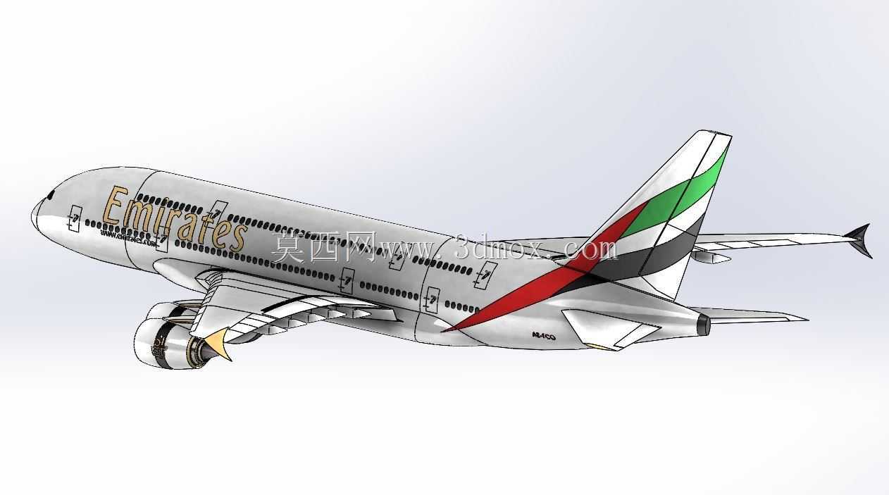 A380-阿联酋航空公司和高细节发动机