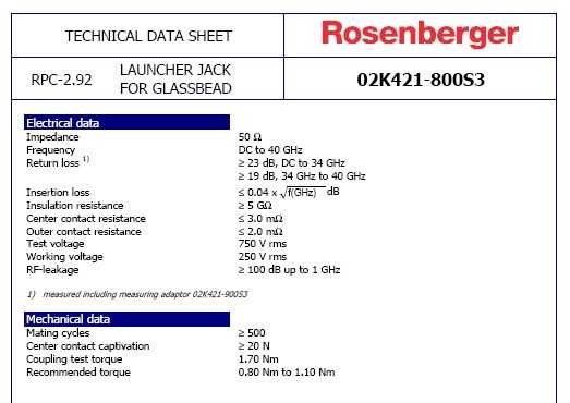 Rosenberger 2.92 mm 4�׷���40 GHz������