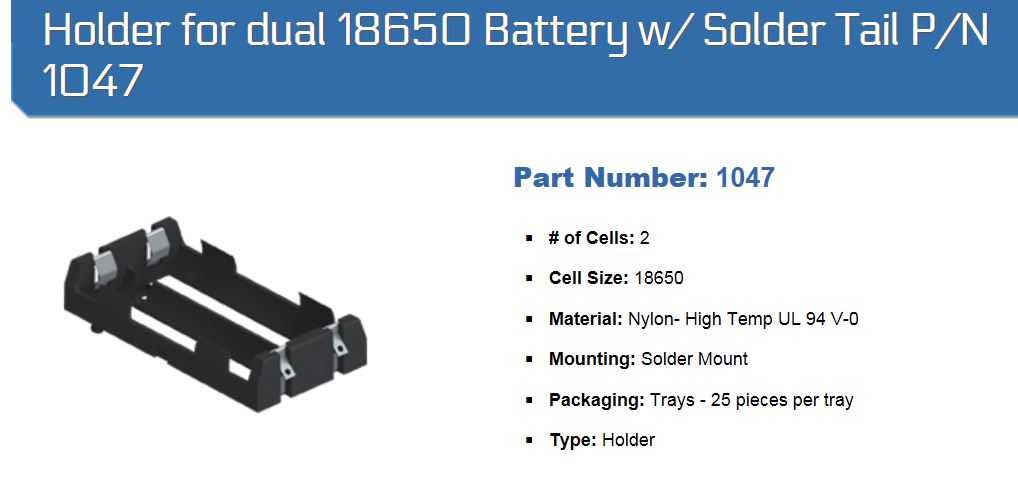 Keystone Electronics 18650˫���֧�ܣ�S-Tab��
