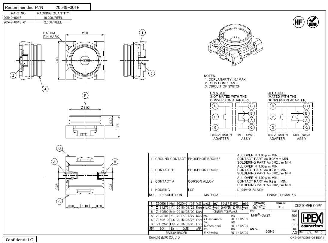 I-PEX��MHF��΢��ͬ��6 GHz��Ƶ��������SW23
