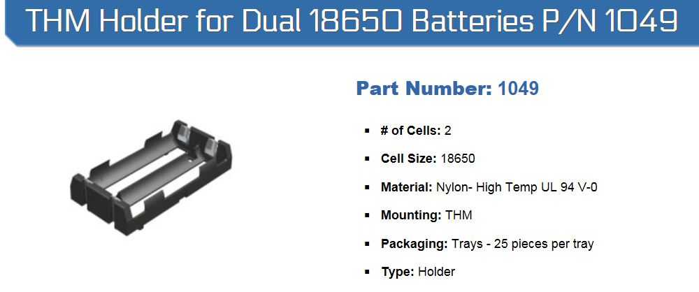 Keystone Electronics 18650˫���֧�ܣ�PTH��