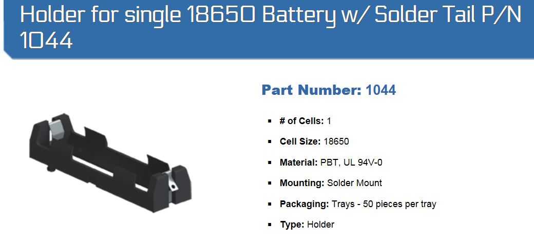 Keystone Electronics 18650�����֧�ܣ�S-Tab��