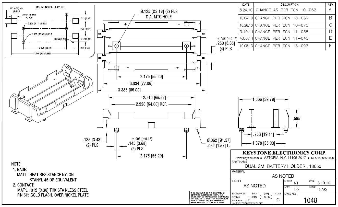 Keystone Electronics 18650˫���֧�ܣ�SMT��