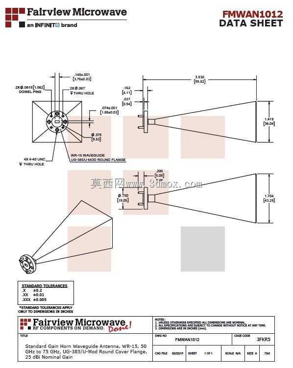 Fairview΢��50��75 GHz�������ߣ���WR-15������+25 db���棩
