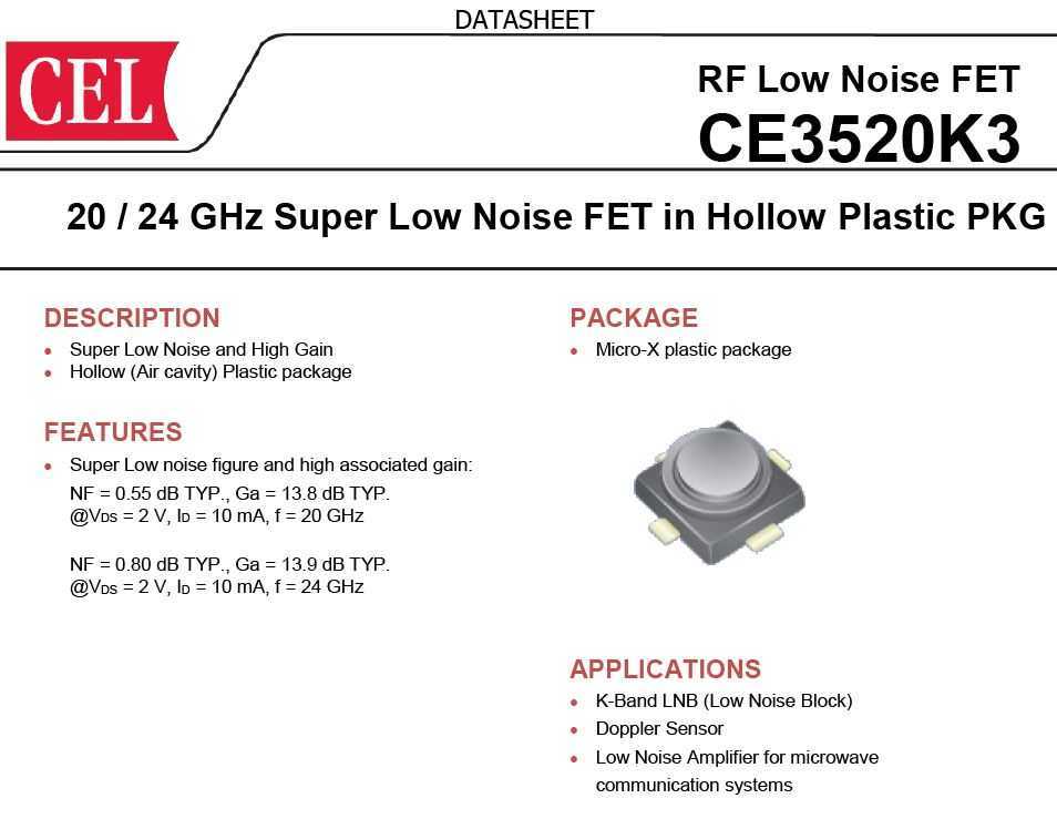 CEL 20/24 GHz��K���Σ�GaAs������MeSFET
