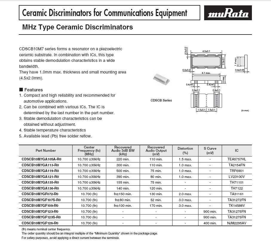 ����10.7 MHz CDSCB��Ƶ��FM��������