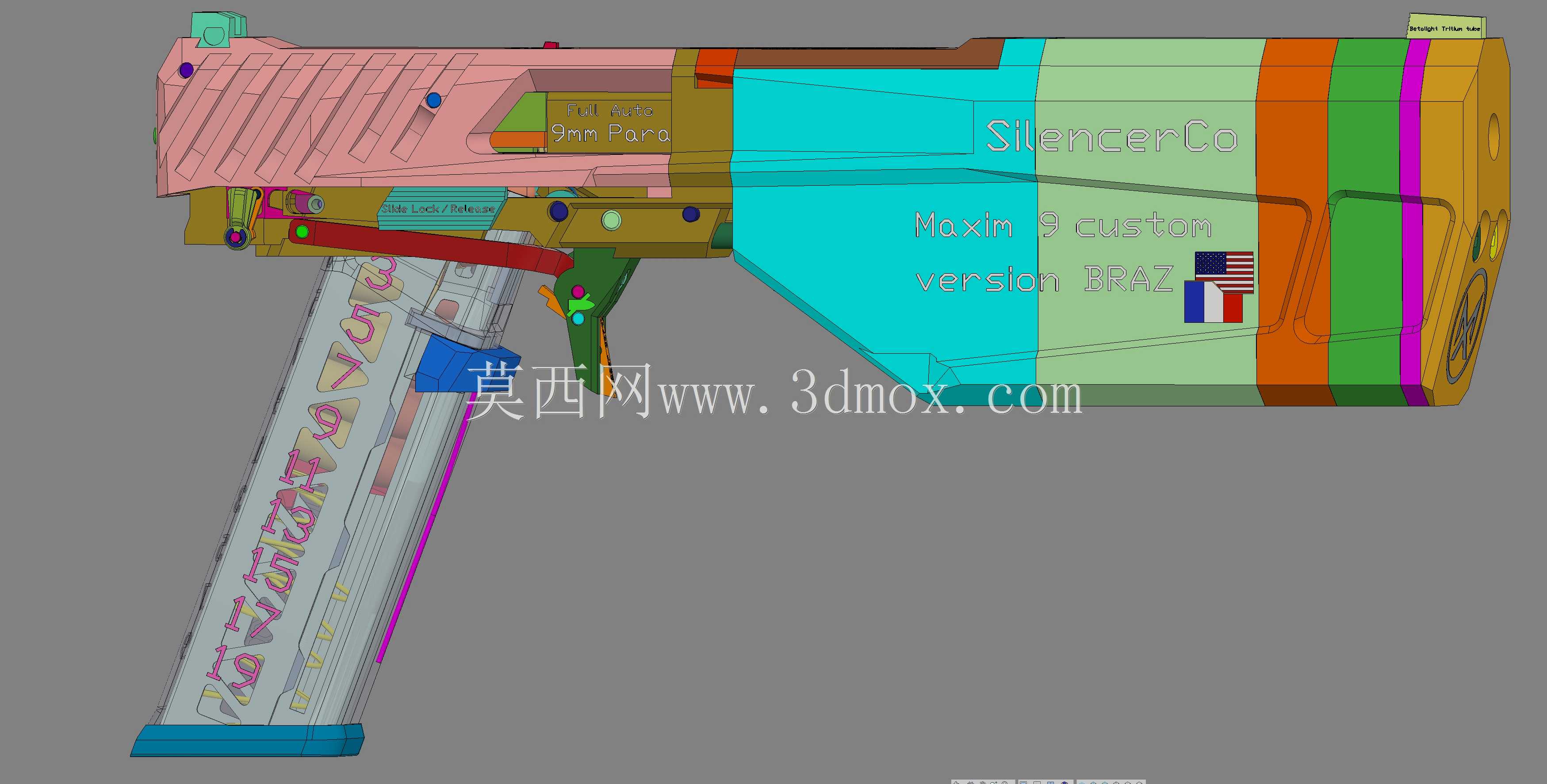 ǹ������Co Maxim 9���ư�BRAZ 9mm Braziu 3D fusion360