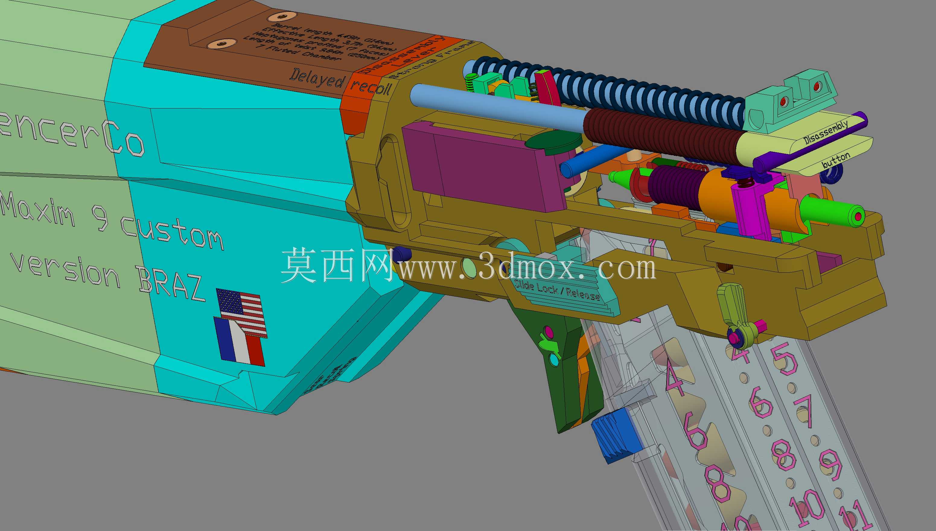 ǹ������Co Maxim 9���ư�BRAZ 9mm Braziu 3D fusion360