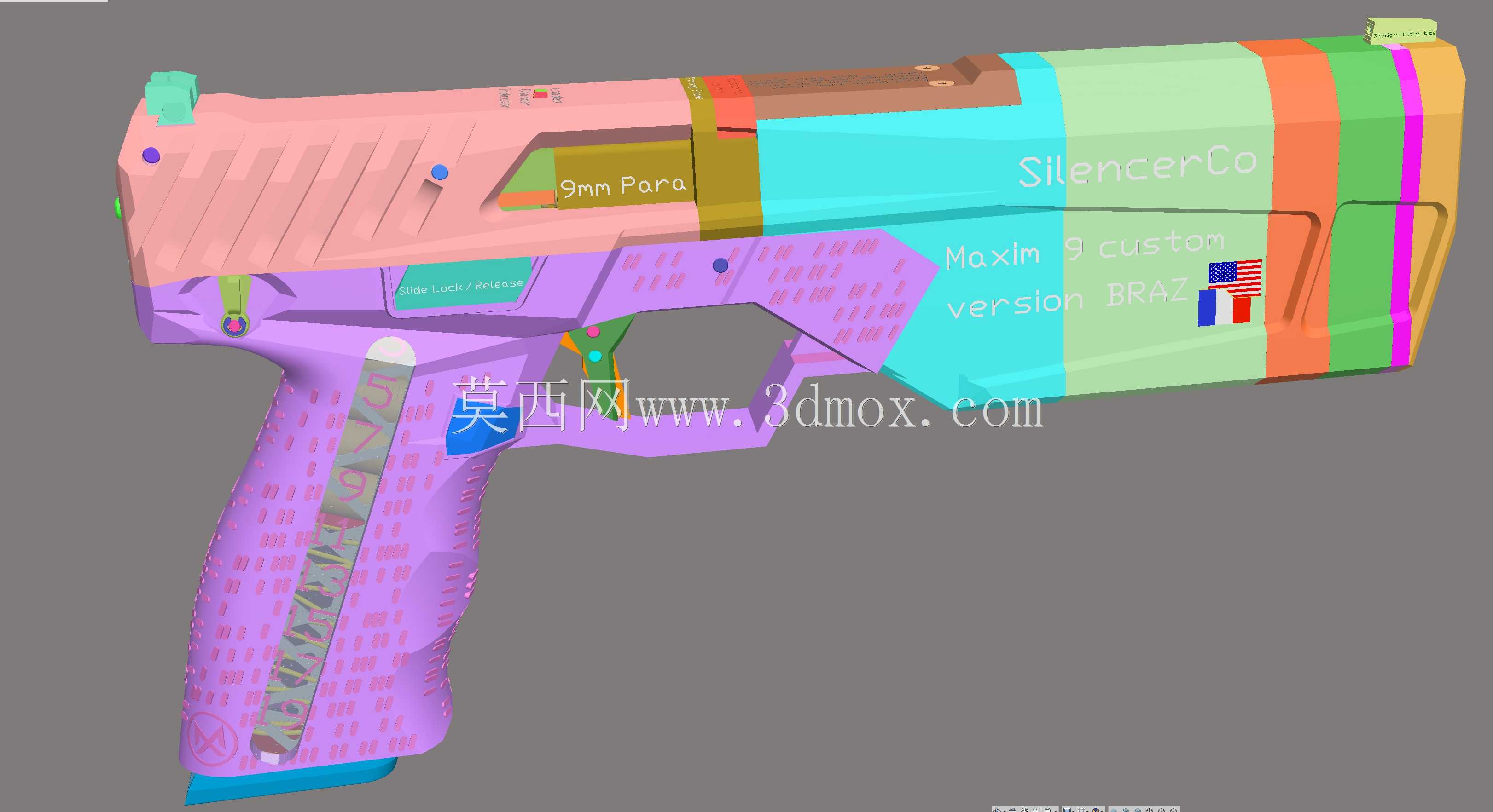 ǹ������Co Maxim 9���ư�BRAZ 9mm Braziu 3D fusion360