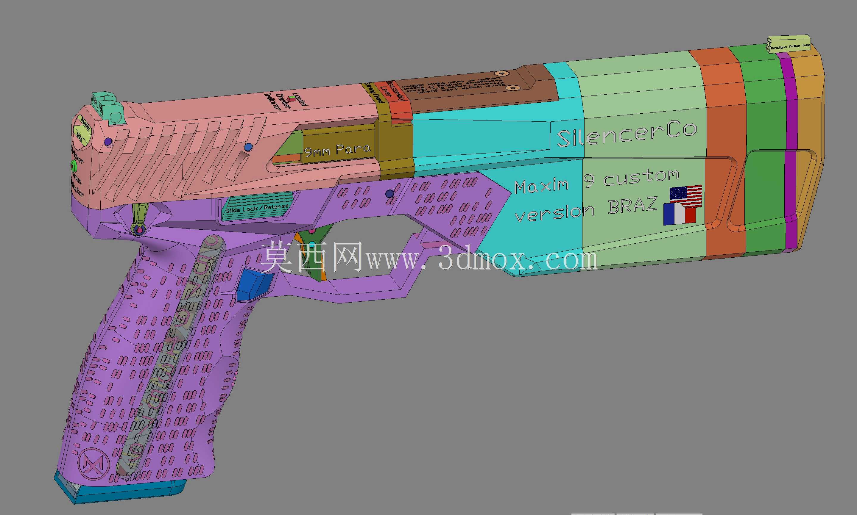 ǹ������Co Maxim 9���ư�BRAZ 9mm Braziu 3D fusion360