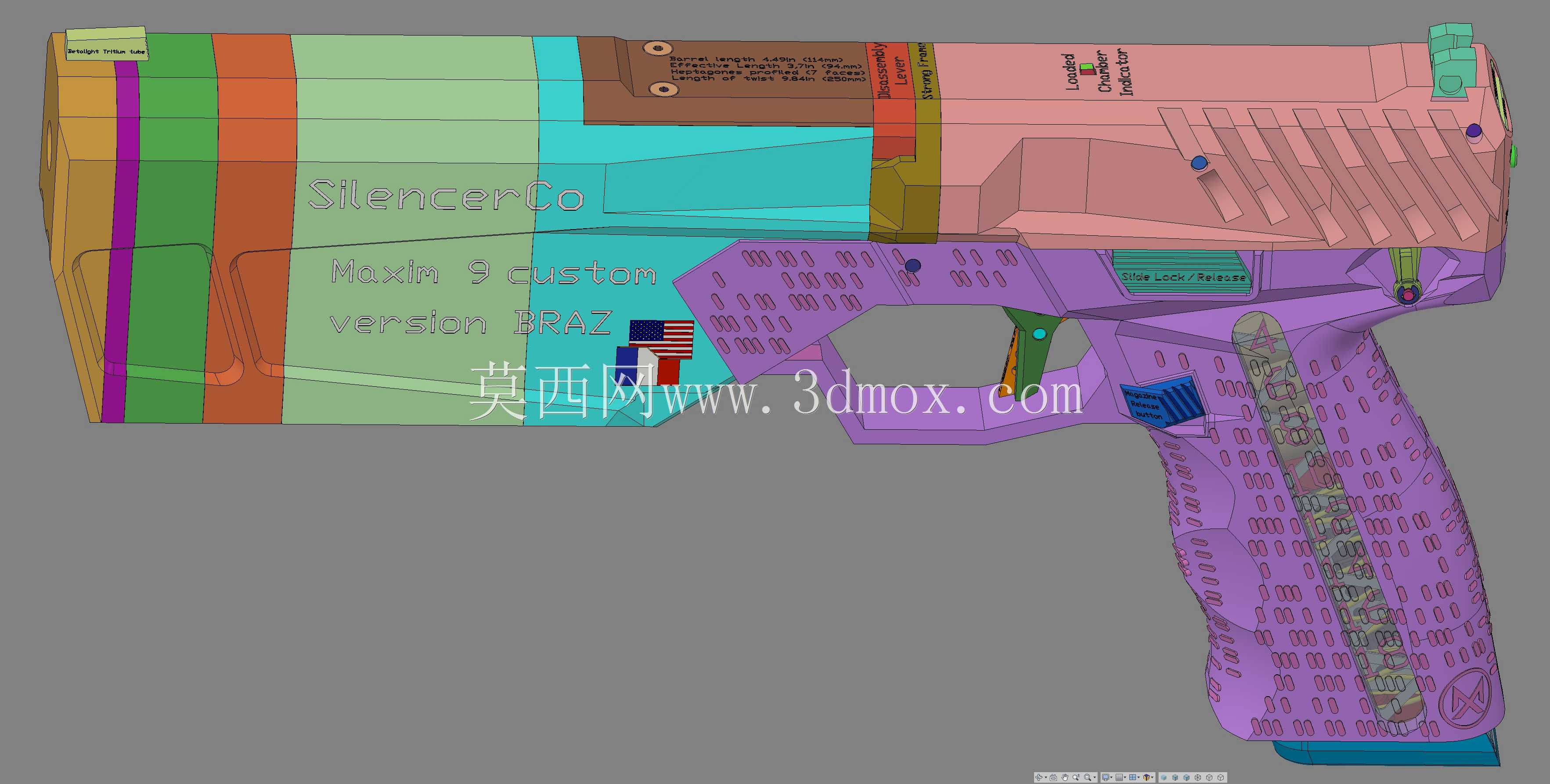 ǹ������Co Maxim 9���ư�BRAZ 9mm Braziu 3D fusion360
