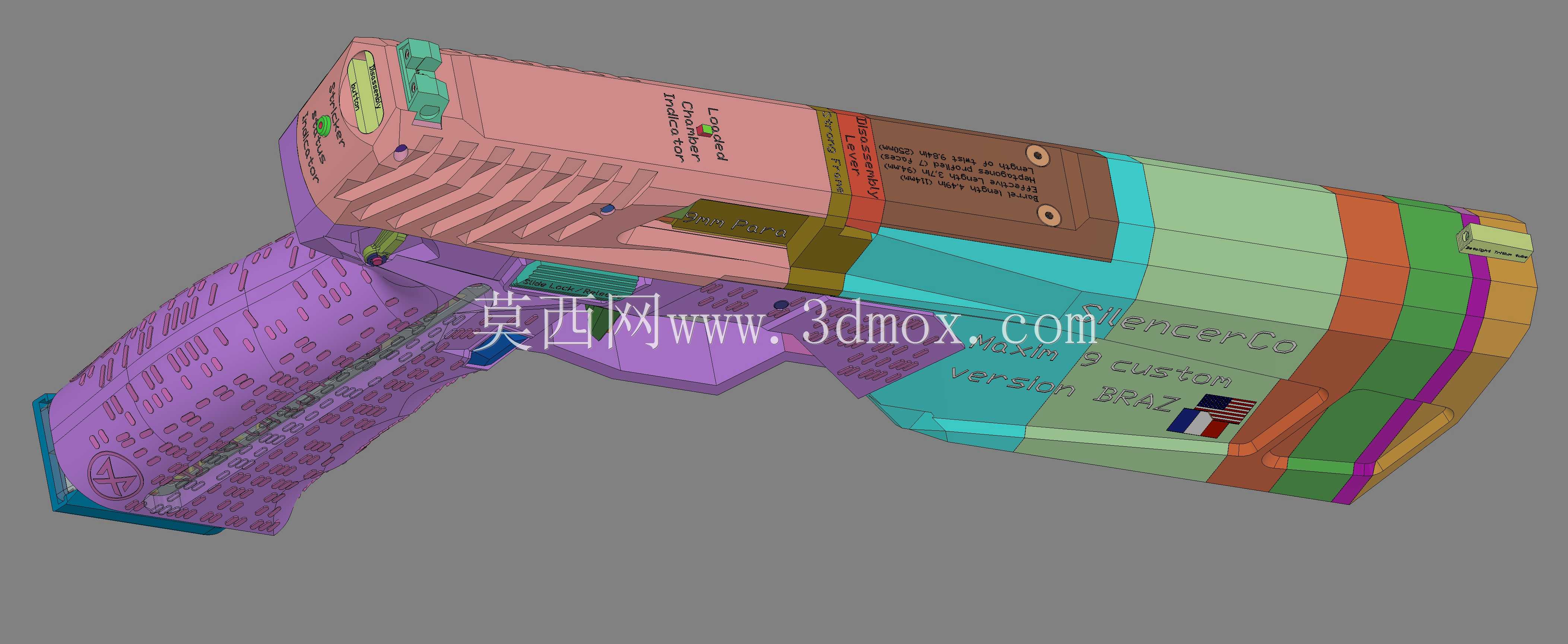 ǹ������Co Maxim 9���ư�BRAZ 9mm Braziu 3D fusion360