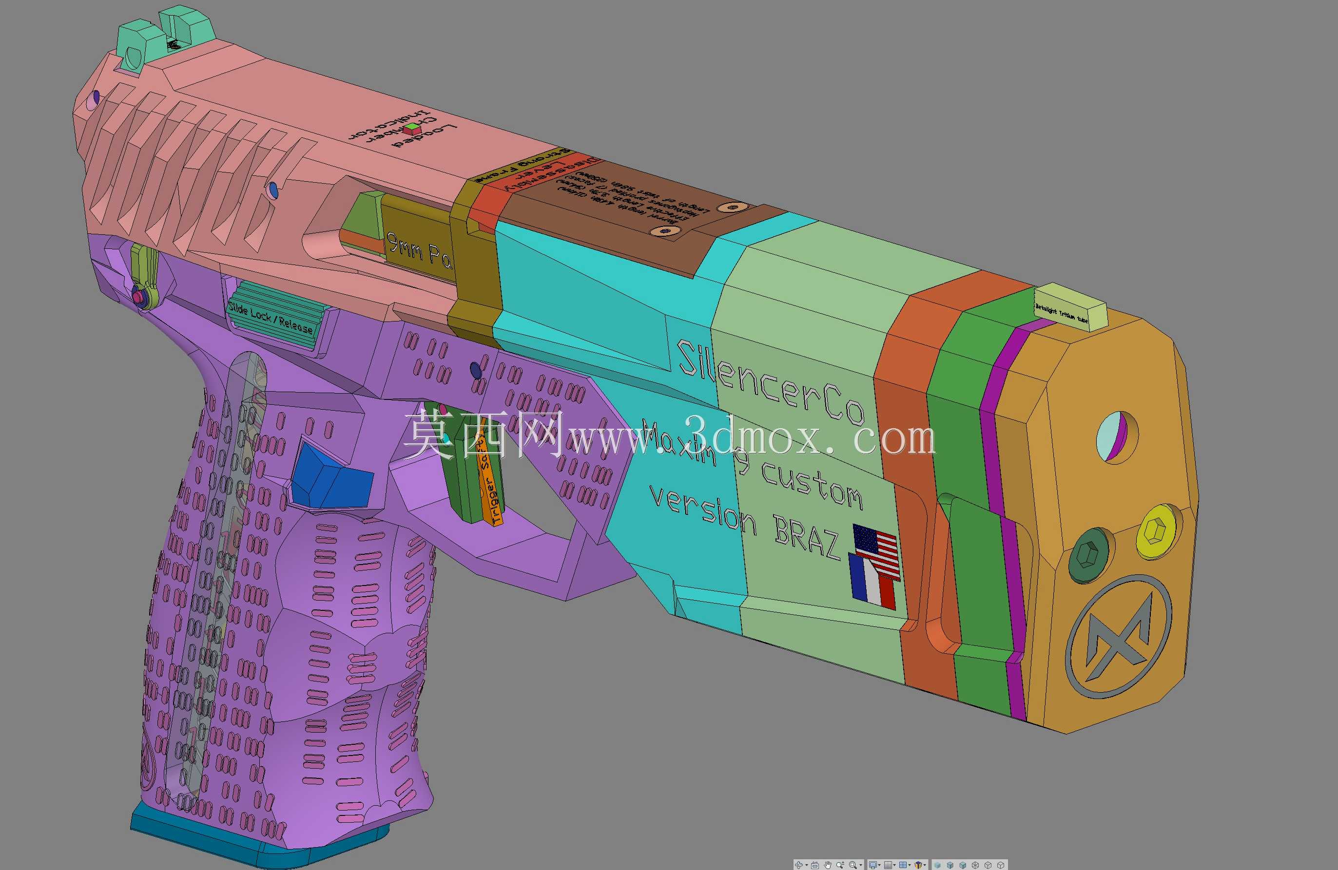 ǹ������Co Maxim 9���ư�BRAZ 9mm Braziu 3D fusion360