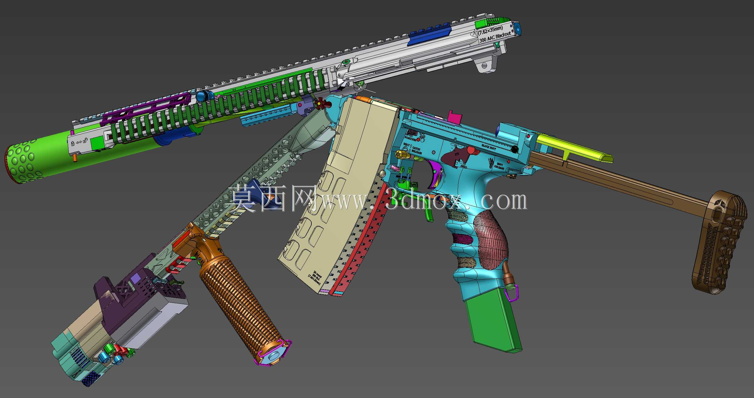 概念设计定制300灯罩黑色aac 7.62x35mm钎焊正在进行V.3