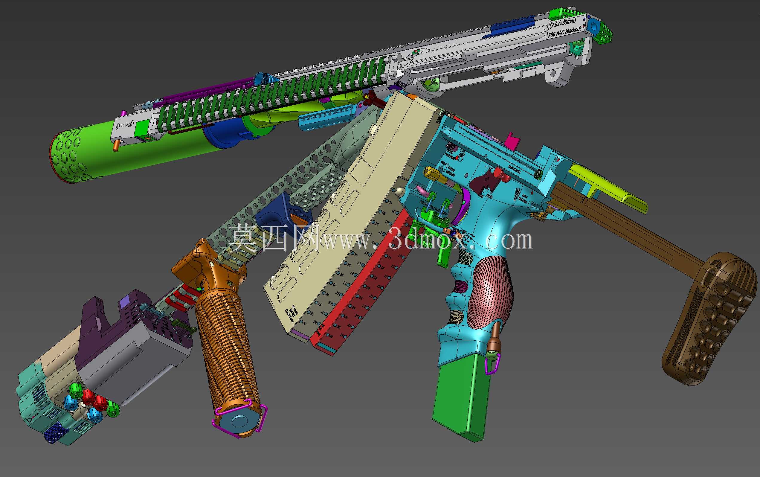 概念设计定制300灯罩黑色aac 7.62x35mm钎焊正在进行V.3