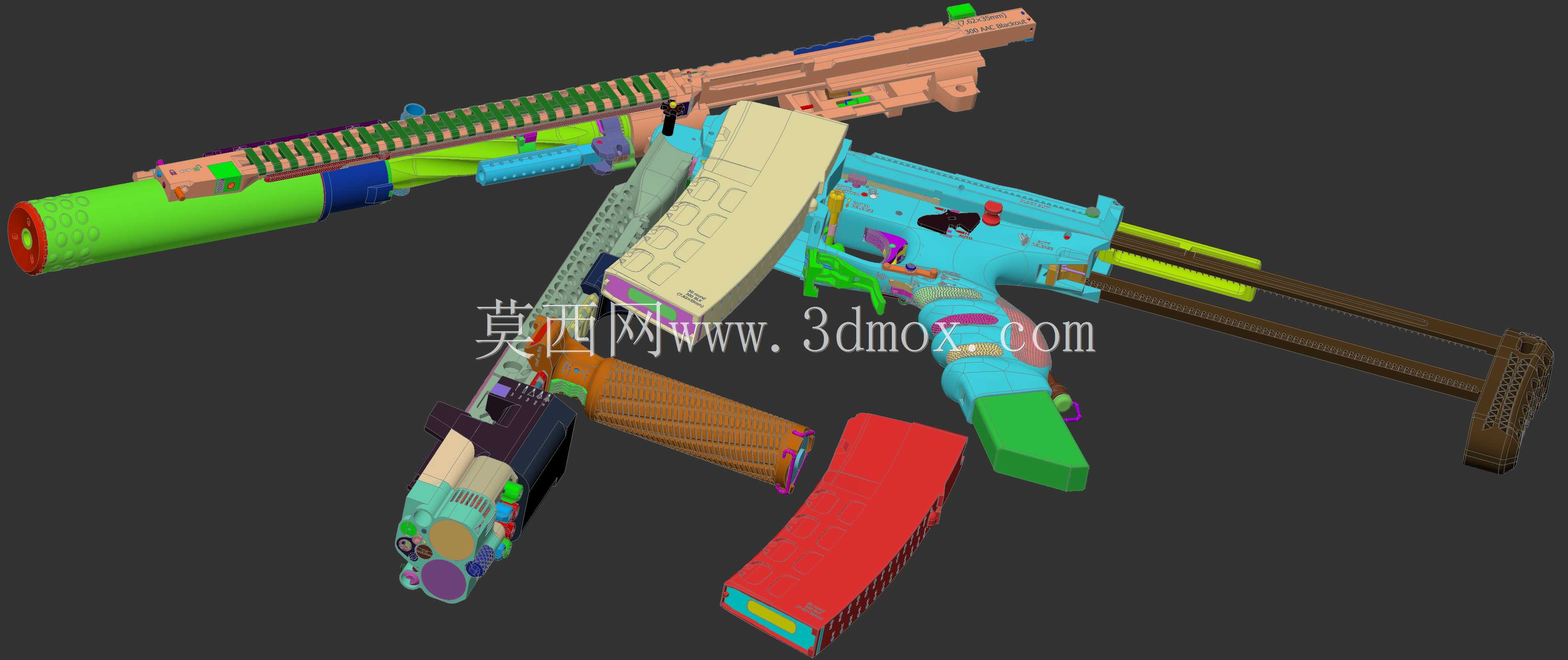 概念设计定制300灯罩黑色aac 7.62x35mm钎焊正在进行V.3