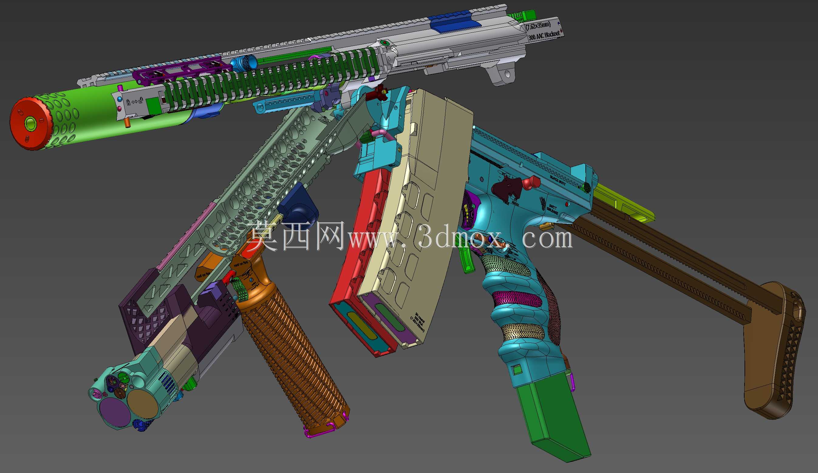 概念设计定制300灯罩黑色aac 7.62x35mm钎焊正在进行V.3