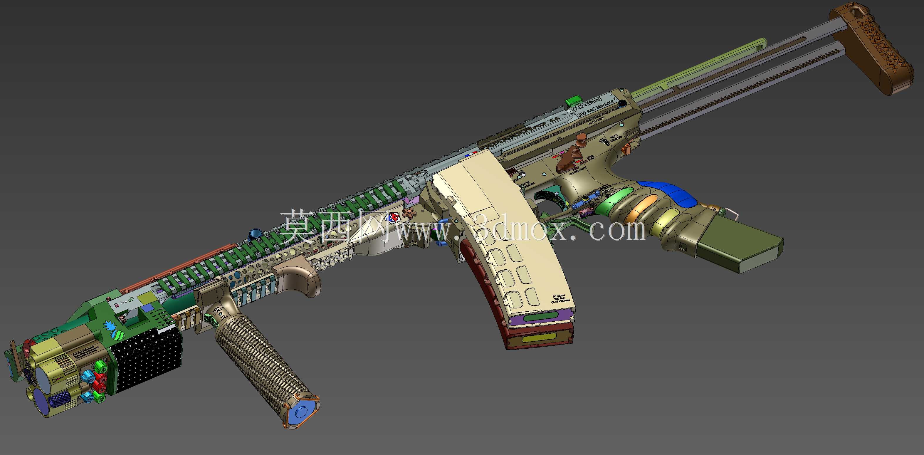 概念设计定制300灯罩黑色aac 7.62x35mm钎焊正在进行V.3