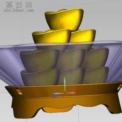 花瓶 花盆 金元宝 3D模型,