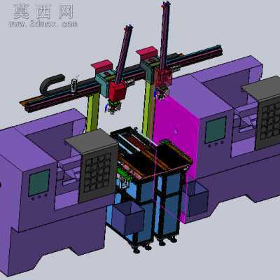 CNC数控车床机械手自动化双臂型机械手 3D模型