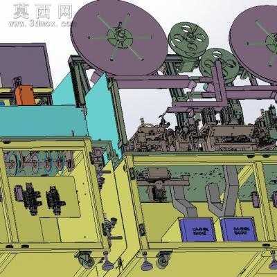 全自动电子连接器组装插片与测试包装机 3D模型