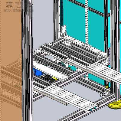 自动伸缩轻型货叉双滚珠丝杆升降机 3D模型