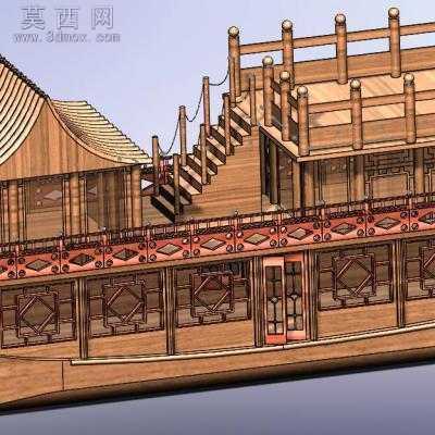 仿古餐饮趸船 3D模型