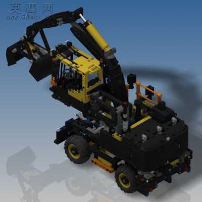 乐高积木制作的Volvo EW160E 轮式挖掘机 3D模型