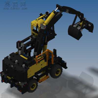 乐高积木制作的Volvo EW160E 轮式挖掘机 3D模型