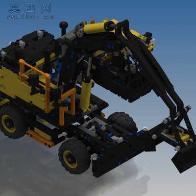 乐高积木制作的Volvo EW160E 轮式挖掘机 3D模型