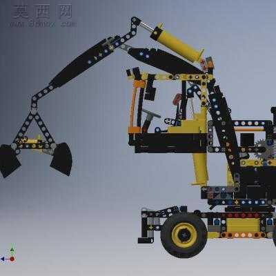 乐高积木制作的Volvo EW160E 轮式挖掘机 3D模型