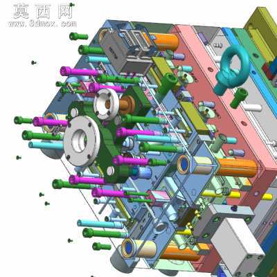 双色螺纹模具 3D模型