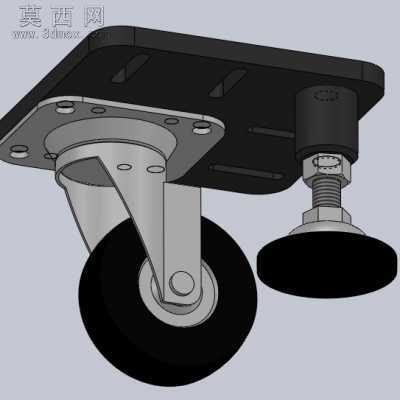 调整脚通用型脚轮+蹄脚组装款、组合脚轮 3D模型