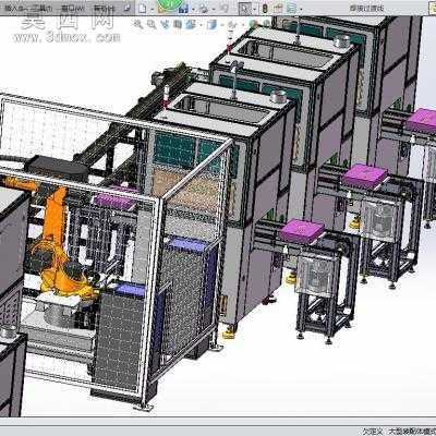 电池焊接:全自动电池电芯焊接生产加工线 3D模型