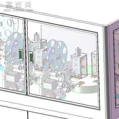 六工位双转台式贴铝箔纸机械设备自动贴标机 3D模型