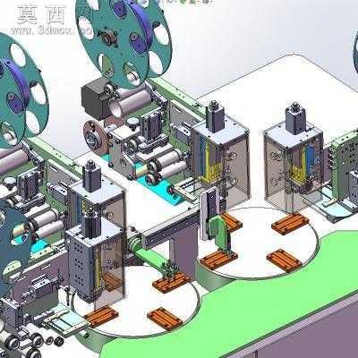 六工位双转台式贴铝箔纸机械设备自动贴标机 3D模型