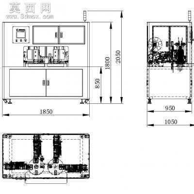 六工位双转台式贴铝箔纸机械设备自动贴标机 3D模型