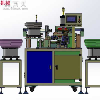 自动化圆形盖组装机双震动盘送料转盘式结构 3D模型