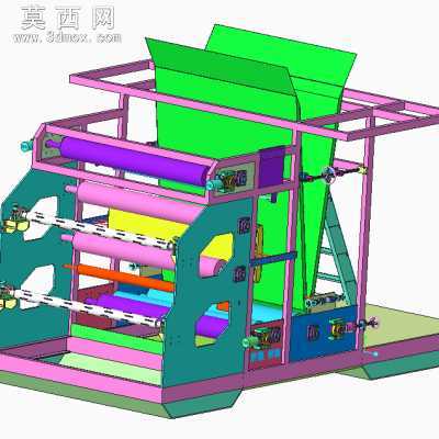吹膜机核心机构 3D模型