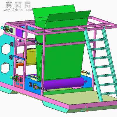 吹膜机核心机构 3D模型