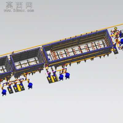 车架线 前处理电泳 水槽管路图 3D模型