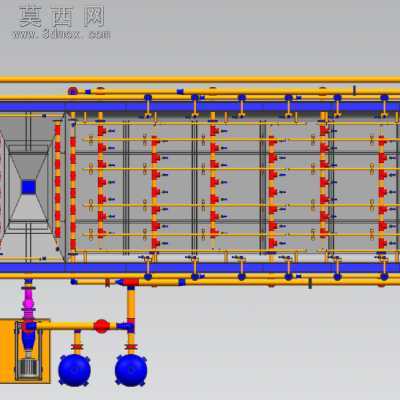 车架线 前处理电泳 水槽管路图 3D模型