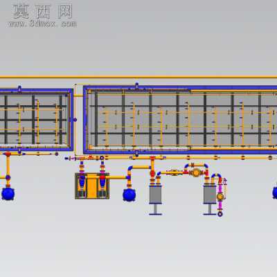 车架线 前处理电泳 水槽管路图 3D模型