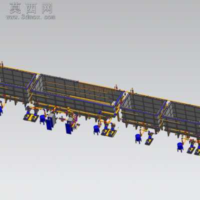 车架线 前处理电泳 水槽管路图 3D模型