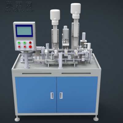 苹果钛螺母自动钻孔攻牙倒角机设备 3D模型
