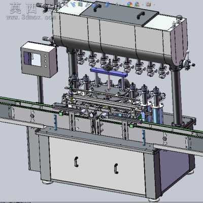 八头活塞式液体灌装机、非标全自动8头灌装 3D模型