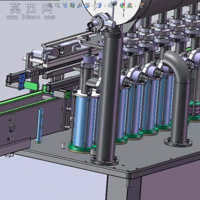 八头活塞式液体灌装机、非标全自动8头灌装 3D模型