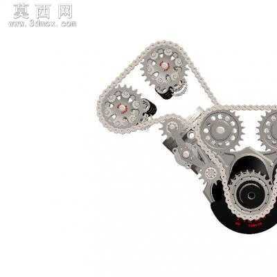 7缸发动机活塞连杆总成 3D模型