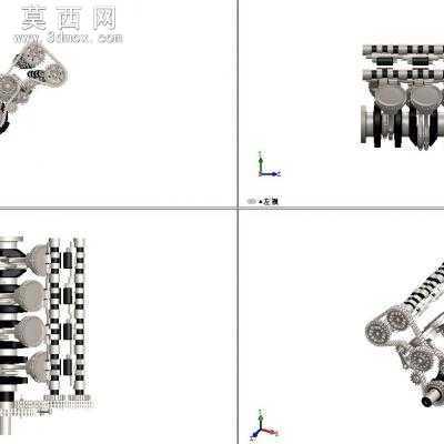 7缸发动机活塞连杆总成 3D模型